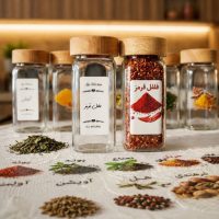 لیبل ادویه شفاف پینترستی | پک ۲۶ عددی